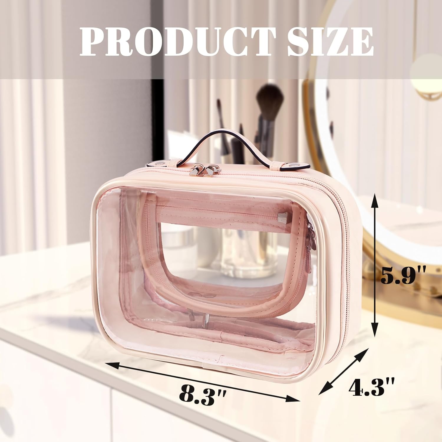 Neceser de viaje, bolsa de maquillaje transparente de doble cara, organizador de cosméticos de maquillaje, bolsa de aseo transparente impermeable