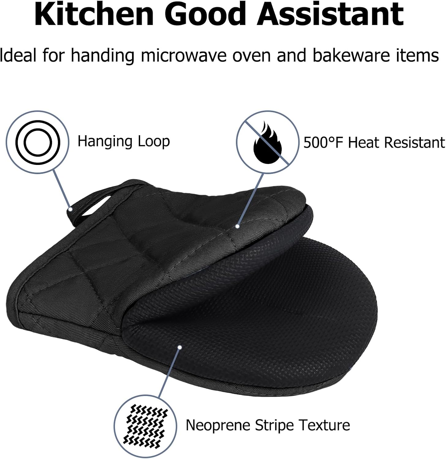 Juego de 4 manoplas de horno y soportes para ollas, mini guantes de cocina de silicona resistentes al calor para 500 grados, mini guantes de horno y