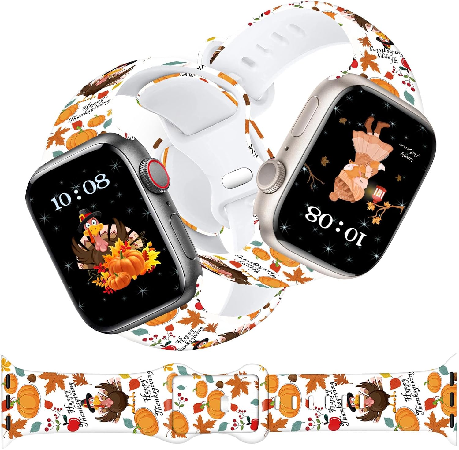 Correa de reloj de Navidad y Halloween para Apple Watch, correa de silicona impresa de repuesto para iWatch 1 2 3 4 5 6 7 8 Ultra 1.496 in 1.575 in
