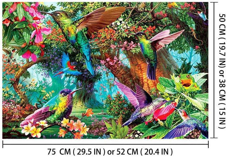 Rompecabezas de madera de 1000 piezas para adultos y niños, rompecabezas de colibrí y flores, juguetes educativos de descompresión intelectual para