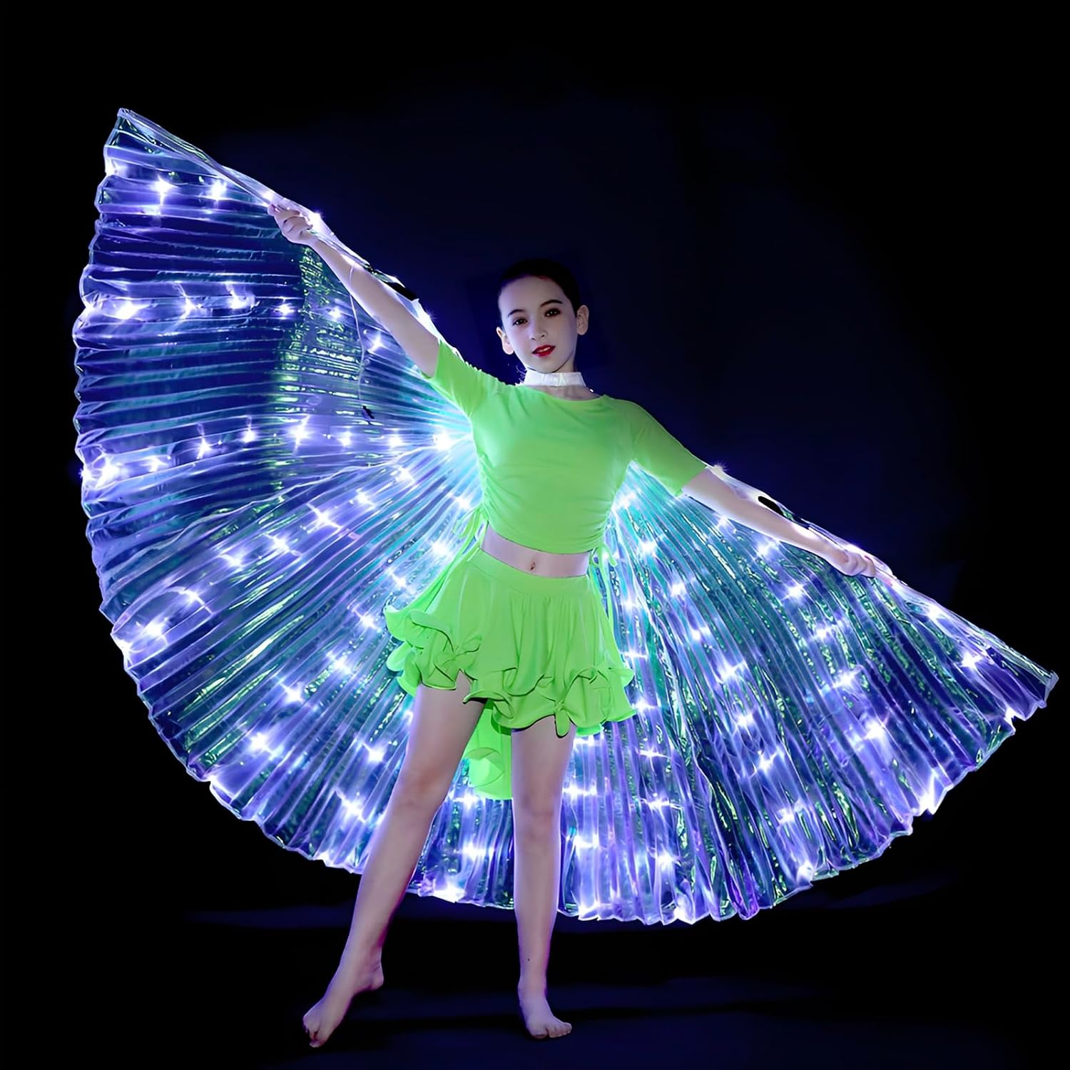 HOTBEST Alas LED ISIS, alas de mariposa LED coloridas iluminadas, alas ligeras de danza del vientre, alas de baile de ángel brillantes con palo