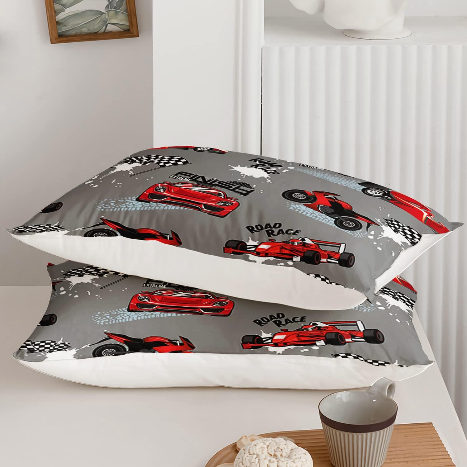 Axolotl Juego de edredón para niños, tamaño Queen, juego de ropa de cama de autos de carreras para niños, niñas, adolescentes, regalos de carreras