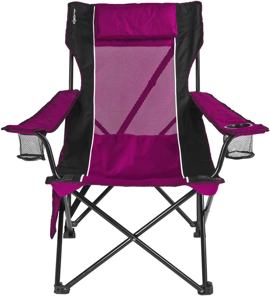 Kijaro Silla plegable para campamento disfruta del aire libre en esta silla al aire libre con un portavasos integrado y organizador lateral o