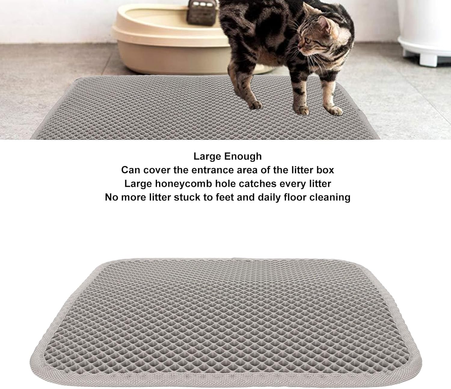 Tapete de arena para gatos, almohadilla para atrapar la arena, suave de doble capa, impermeable, material EVA que evita resbalones, tapetes para
