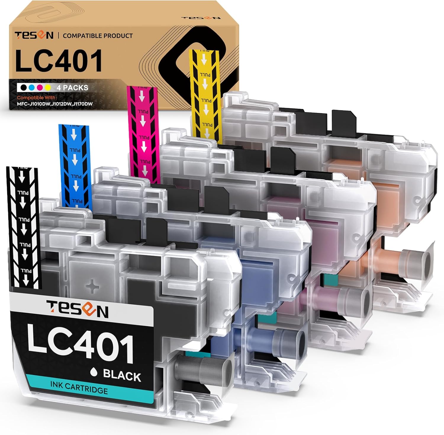 LC401 – Cartucho de tinta compatible con Brother LC-401 LC401XL LC401 XL para impresora Brother MFC-J1010DW MFC-J1012DW MFC-J1170DW negro, cian,