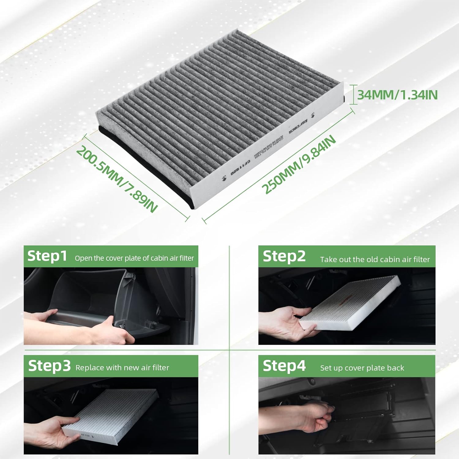 CF11671 Premium Cabin Air Filter With Activated Carbon Compatible with MAZDA CX-7 RAM 1500 2500 3500 2016 2017 2018 2019 2020 2021 2022 2023 2024 (2