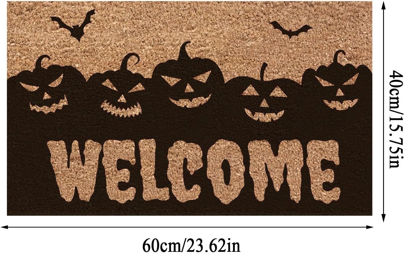 Tapete antideslizante de Halloween con estampado de fibra de coco de bienvenida para Halloween, fantasma, araña, mojado, tapete personalizado para