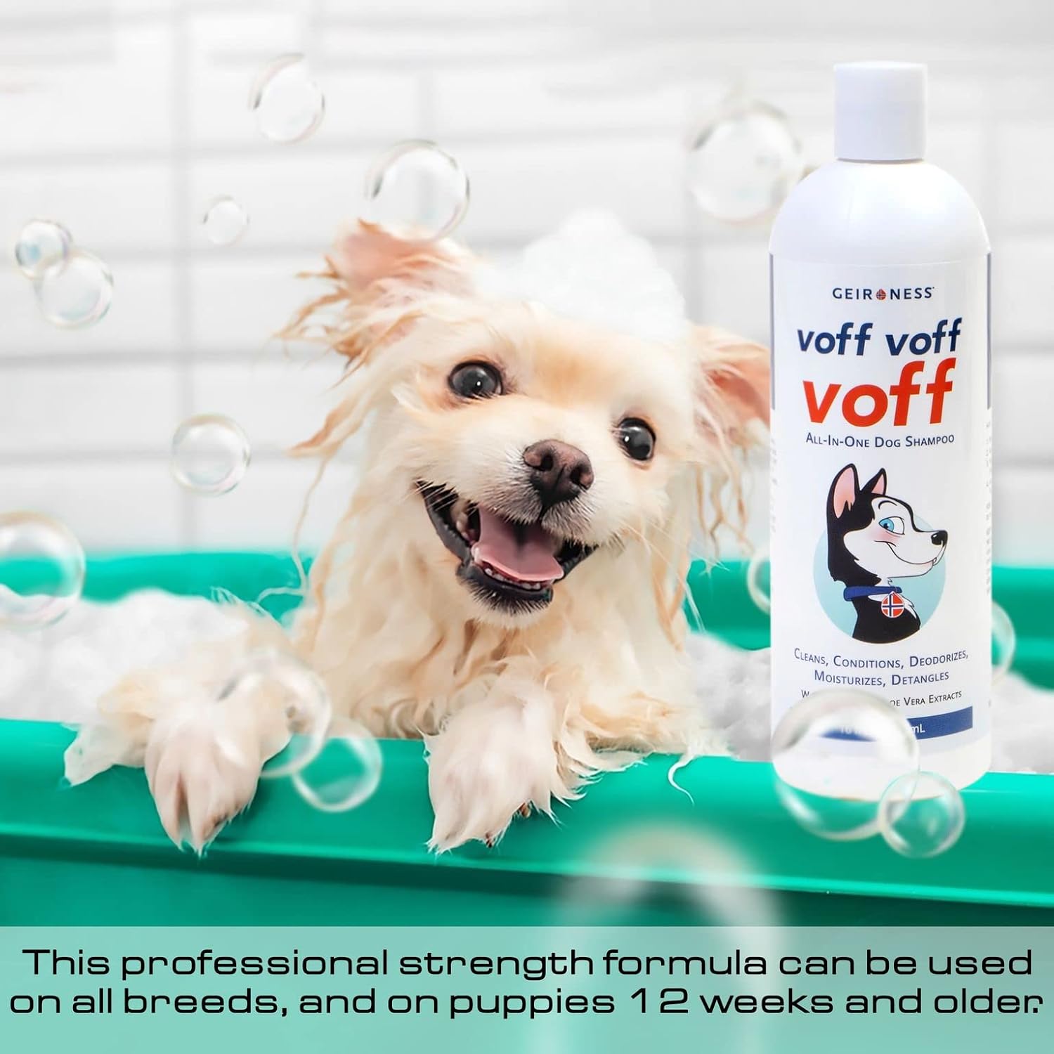 Voff Voff Voff – Champú todo en uno  Desenredante para el cabello, desodorante para mascotas, acondicionador y humectante para el cabello