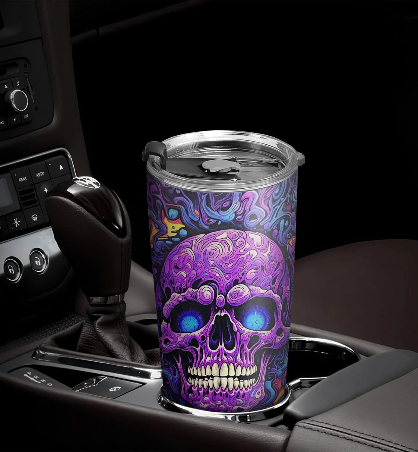 Vaso de Halloween de 20 onzas, vaso de calavera de azúcar, calavera de caramelo, vaso de calavera de azúcar y calabaza de Halloween, taza de viaje