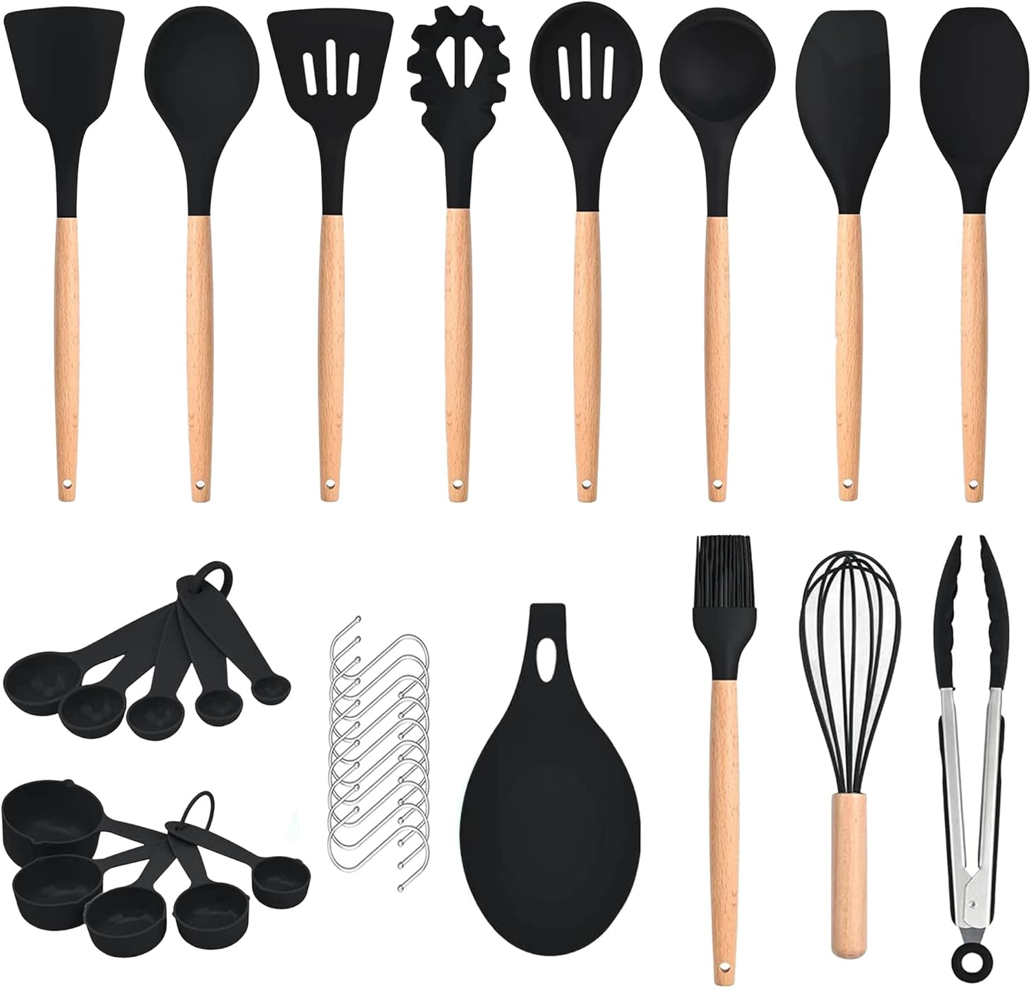 Utilé – Juego de utensilios de cocina (16 piezas) (negro)