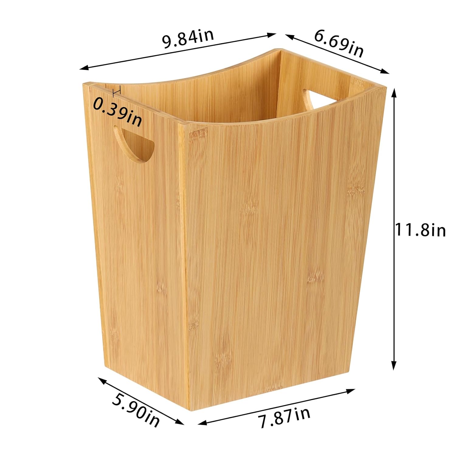 LIANTRAL Cubo de basura pequeño de 2 galones, cubo de basura de madera, cesta de basura de bambú, contenedor de reciclaje para dormitorio, sala de