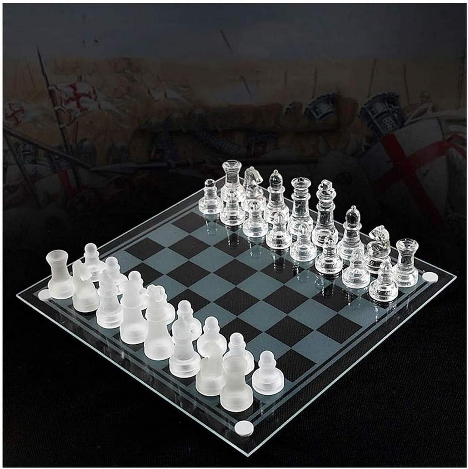 Juego de ajedrez clásico Juego de ajedrez de gama alta, pieza de ajedrez de cristal especial, moda simple, blanco y negro, juego tradicional,