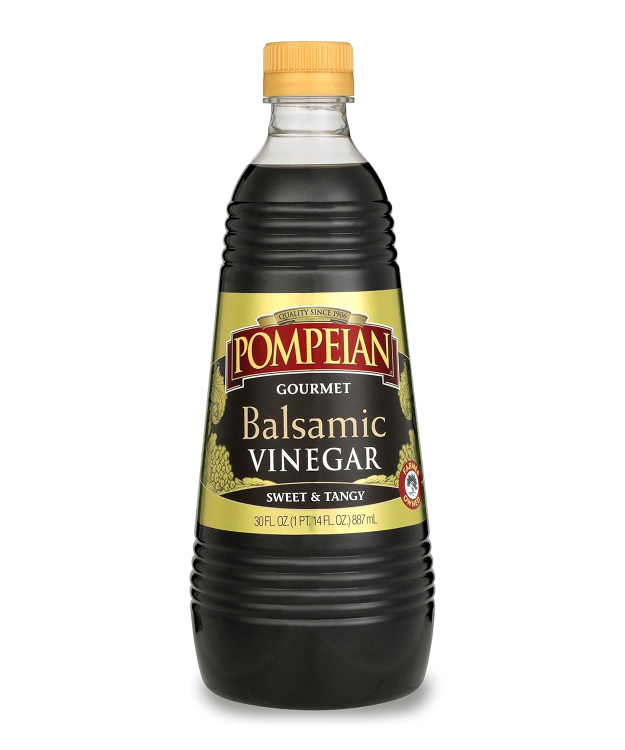 Pompeian Vinagre balsámico gourmet, perfecto para aderezos de ensaladas, salsas, platos de mariscos y carne, naturalmente sin gluten, 30 onzas