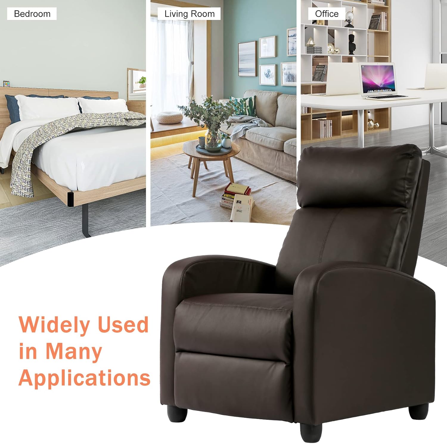 CL.HPAHKL Sillón reclinable moderno reclinable para sala de estar, Winback, sofá individual, silla de lectura, asiento de cine en casa, sillón