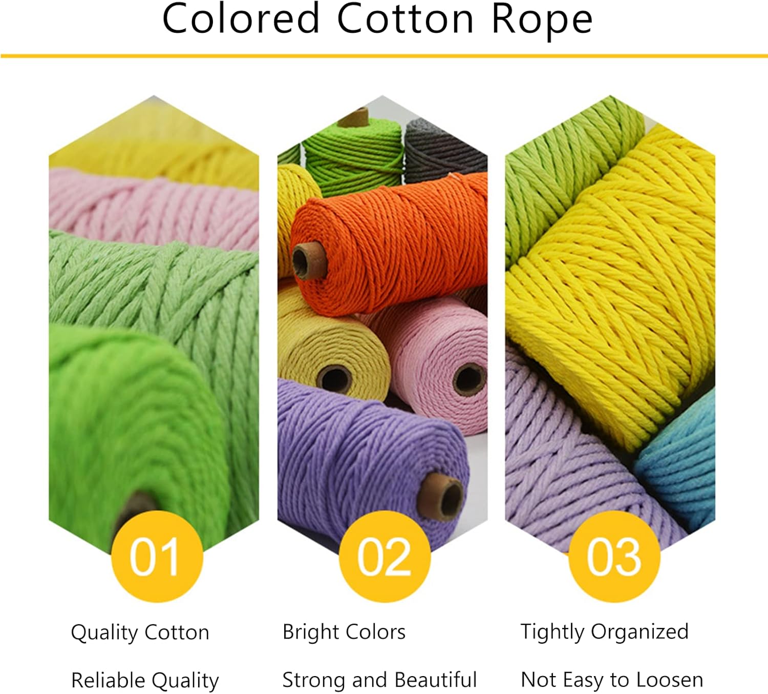 Hdviai Cordón de algodón para macramé de 0.197 in x 109 yardas, cuerda de macramé colorida natural hecha a mano  Cuerda de algodón torcido de 4