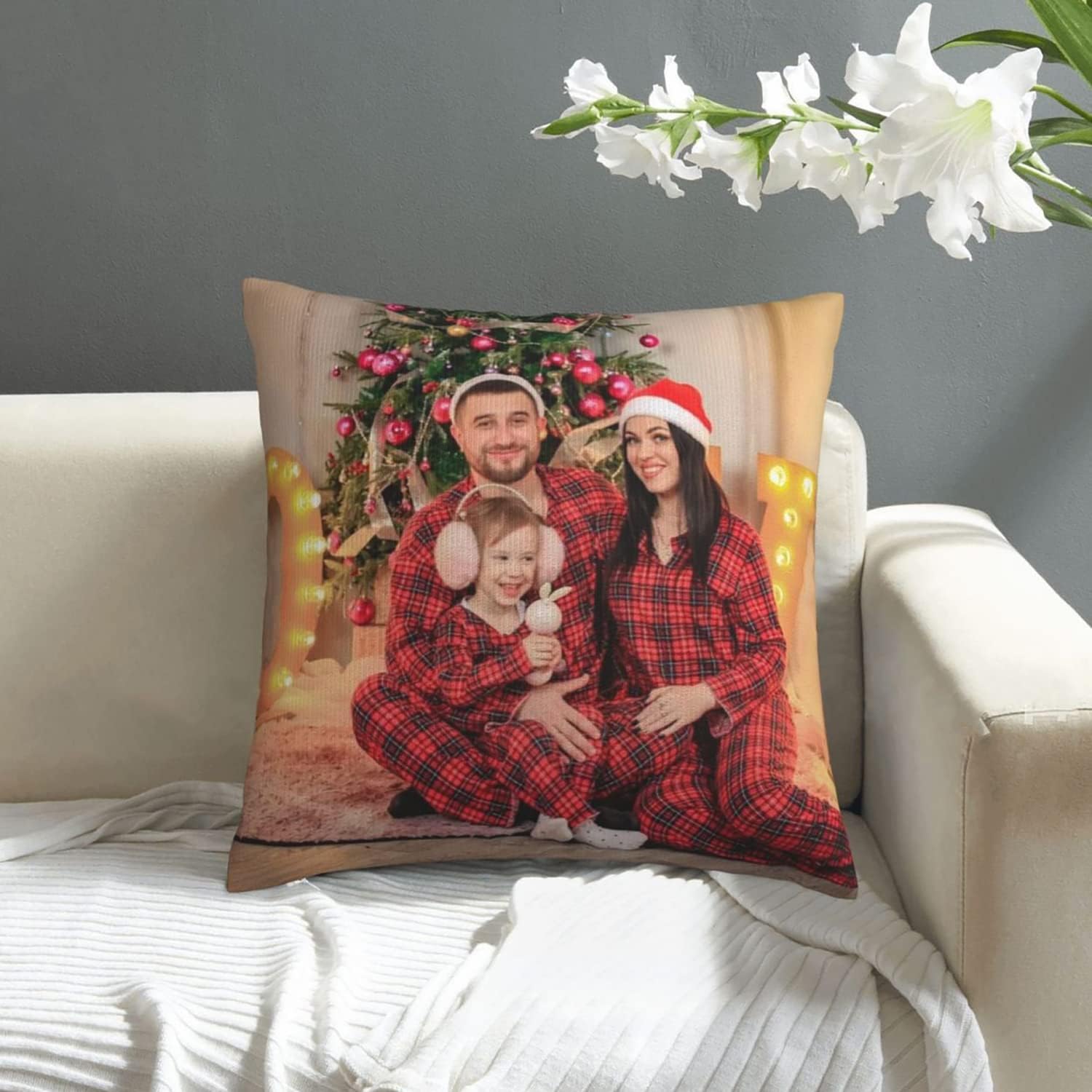 GYETPONG Funda de almohada personalizada con amor, foto de pareja o texto para exterioresinteriores, funda de almohada de diseño personalizado,