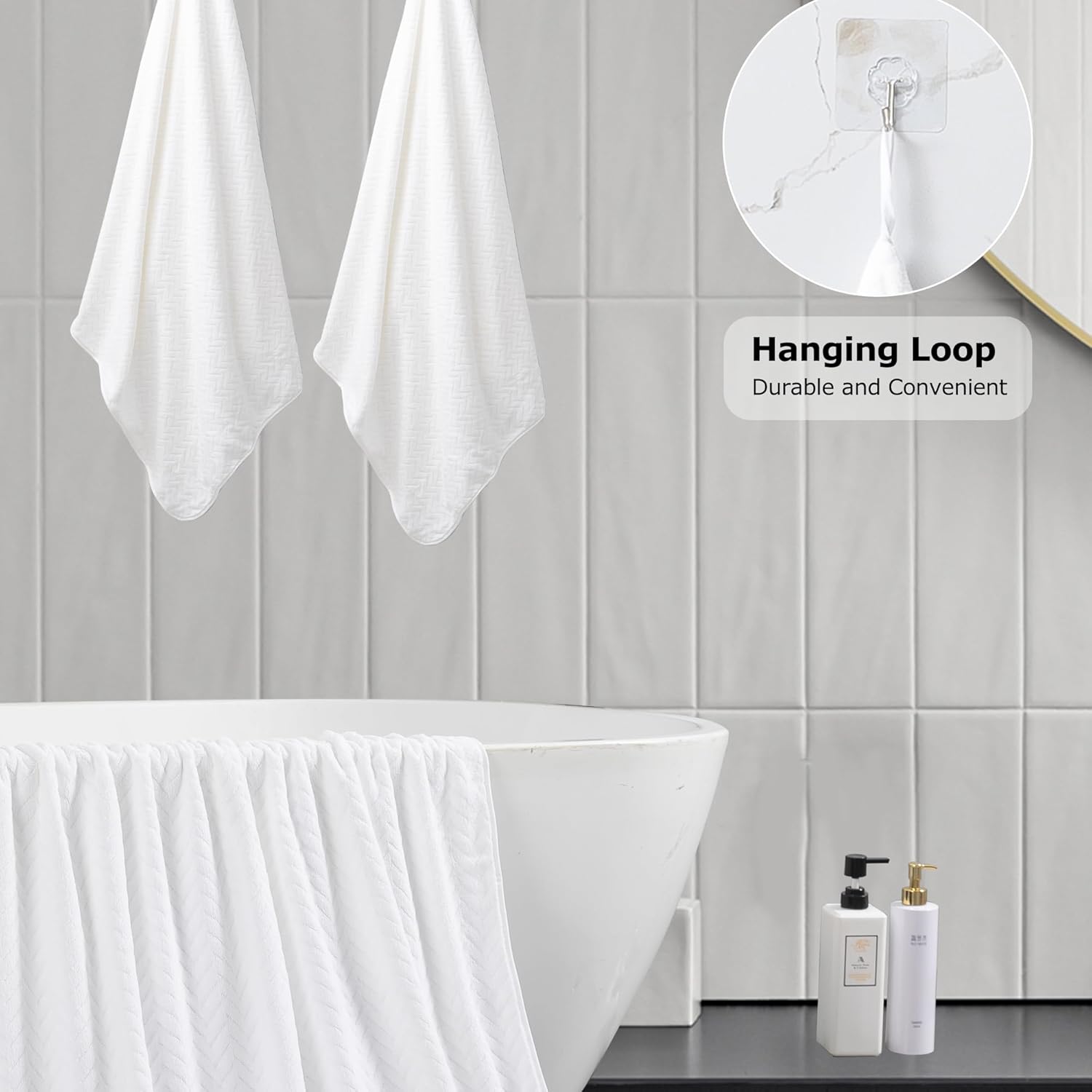 Oversized Bath Towels Set of 8, 600 GSM Quick Dry Towel for Hotel Bath Sheet Towel, 2 Large Bath Towels 35×70 inches, 2 Hand Towels, 4 Wash Cloths