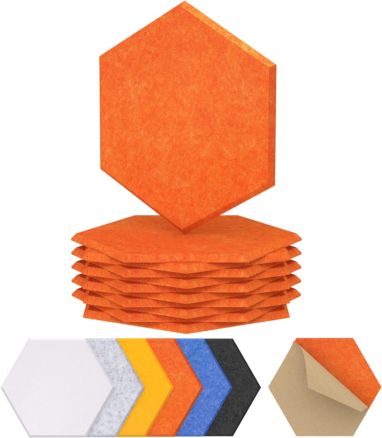 TONOR – Paneles acústicos hexagonales autoadhesivos de 12 x 10 x 0.4 pulgadas, paneles acústicos de alta densidad para paredes, absorben el ruido y