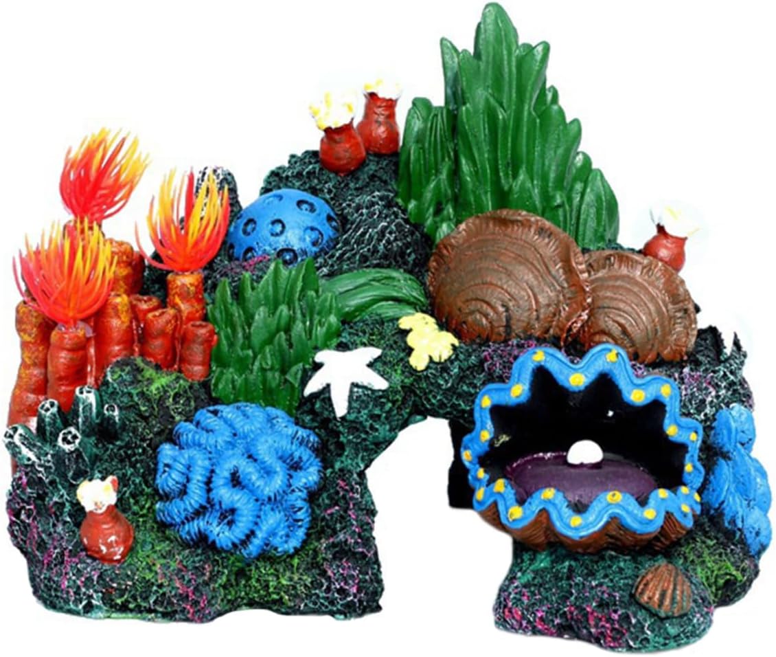 balacoo Adornos de arrecife de coral, joyería de caracola, adornos de acuario de montaña, cueva de roca, accesorios de pecera de arrecife de coral
