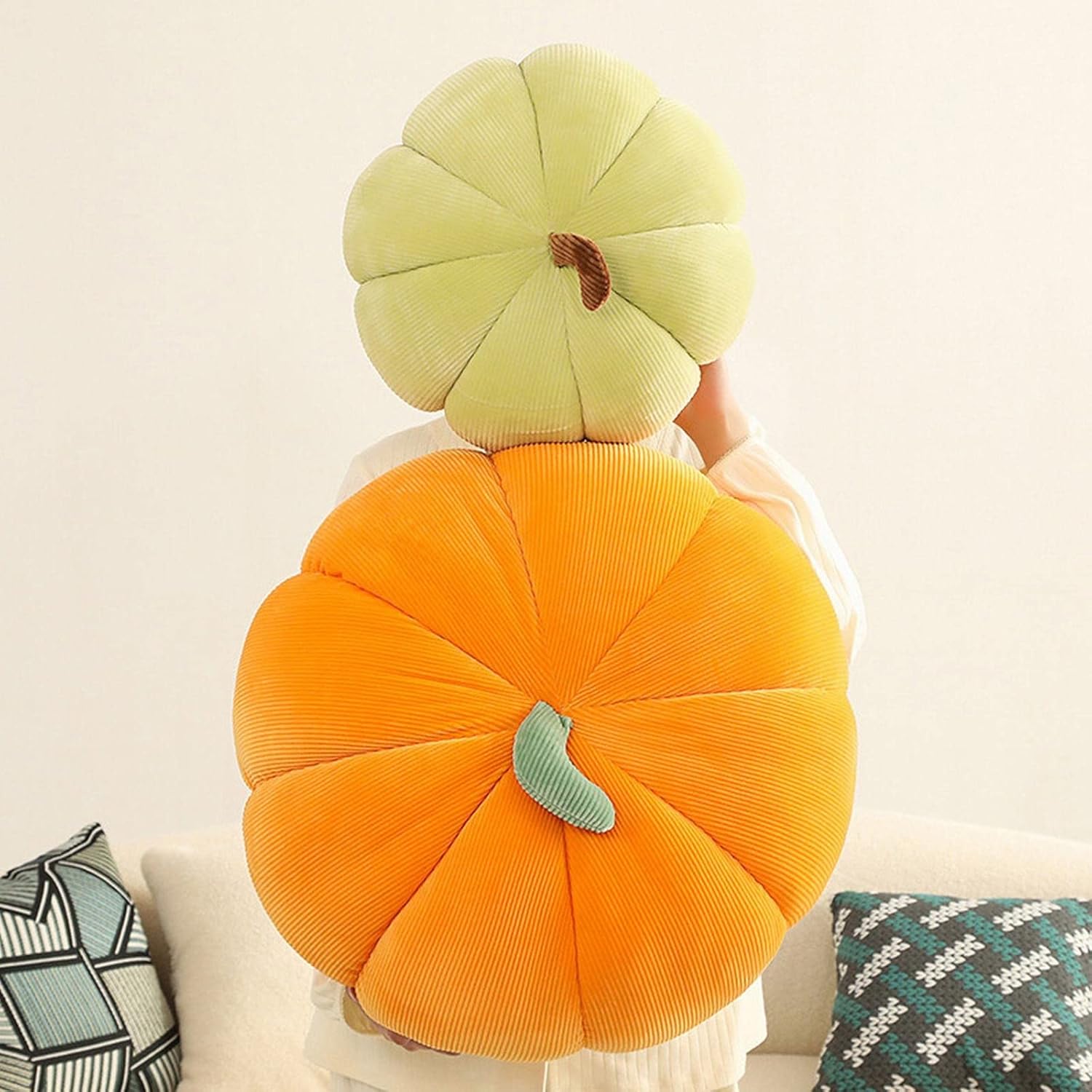 Almohada de calabaza para Acción de Gracias, cojín decorativo 3D de calabaza, cojín de felpa ultra suave para automóvil, dormitorio, sofá, sala de