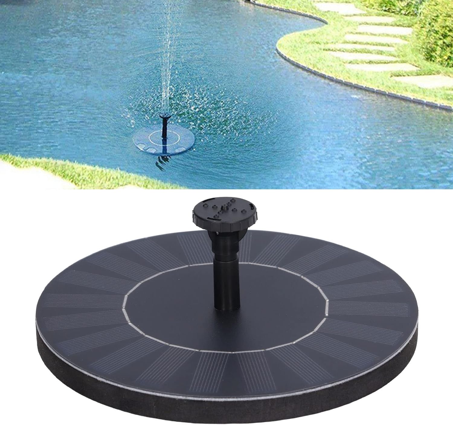 Bomba solar para fuente de baño para pájaros, fuente solar de 2.5 W con 5 boquillas, bomba de fuente de agua flotante de pie libre para jardín,