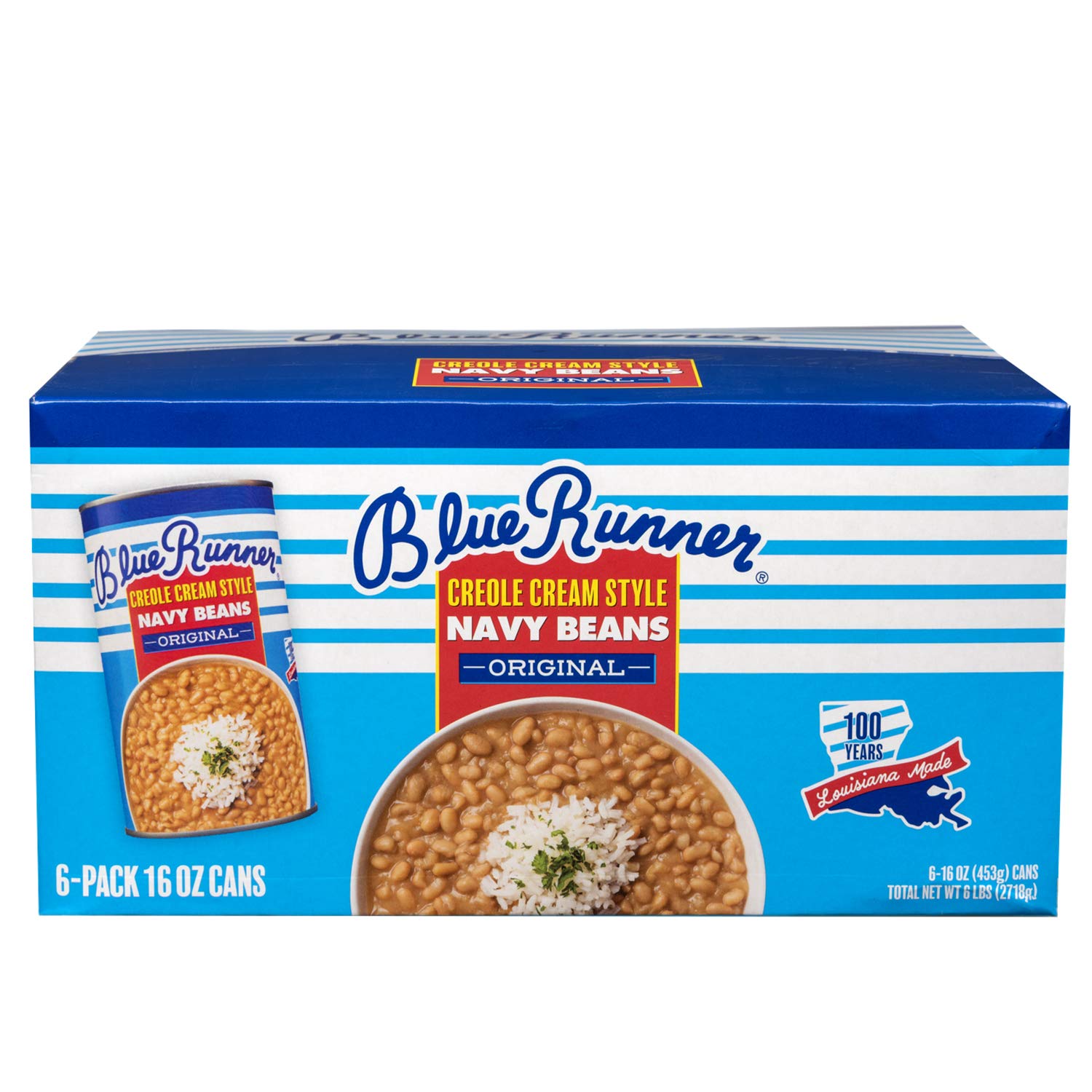 Blue Runner Frijoles marinos estilo crema criolla, 16 onzas (paquete de 6)