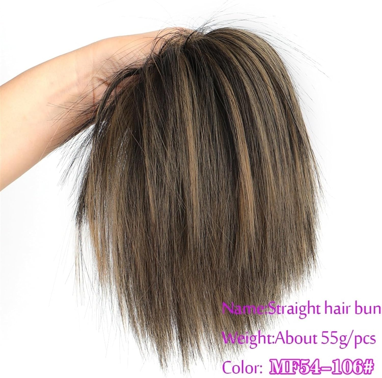 Extensiones de moño de cabello sintético, extensiones de moño de cabello sintético desordenado, esponjoso, lacio, banda elástica, moño, extensiones