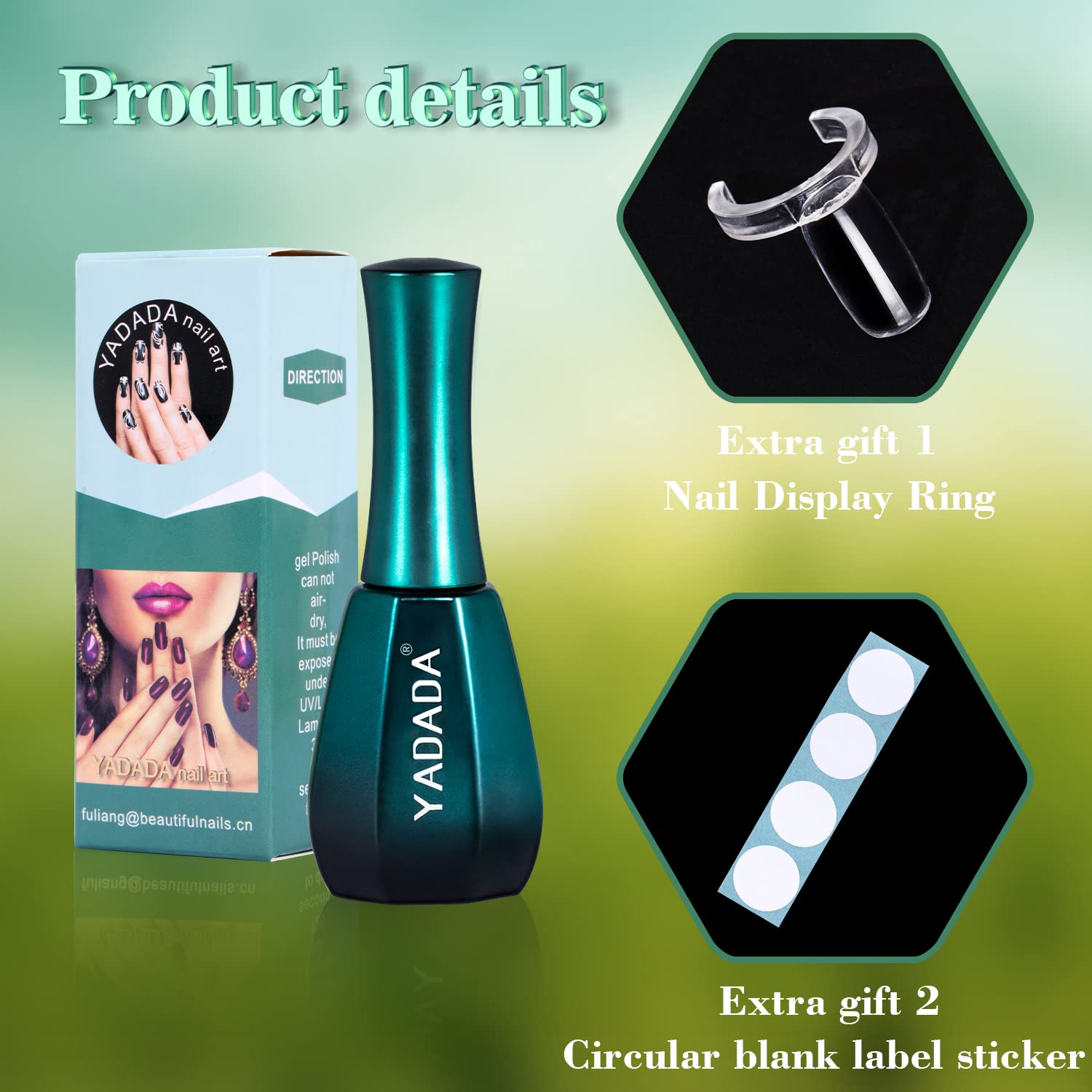 YADADA Esmalte de uñas de gel, esmalte de gel verde oscuro Starlight, esmalte de uñas de gel neutro, colores de otoño, 0.42 onzas líquidas, 0.4fl oz