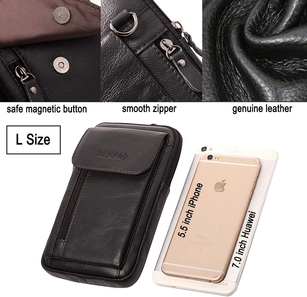 Bolso de hombro pequeño inteligente de cuero para hombre, soporte para celda de 7.0 pulgadas, funda táctica, funda de transporte, bolsa con lazo