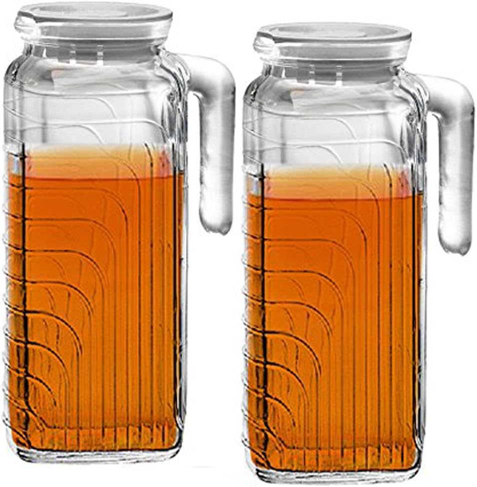 Bormioli Rocco Gelo – Jarra de vidrio (1,2 litros, tapa blanca, 2 unidades)