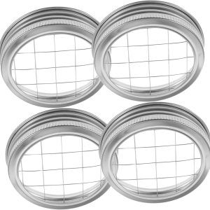 ARTIBETTER 4 tapas para tarros de masón, tapas de tarros de acero inoxidable, tapas de conservas de boca ancha, jarrón circular, tapa organizadora ARTIBETTER 4 tapas para tarros de masón, tapas de tarros de acero inoxidable, tapas de conservas de boca ancha, jarrón circular, tapa organizadora