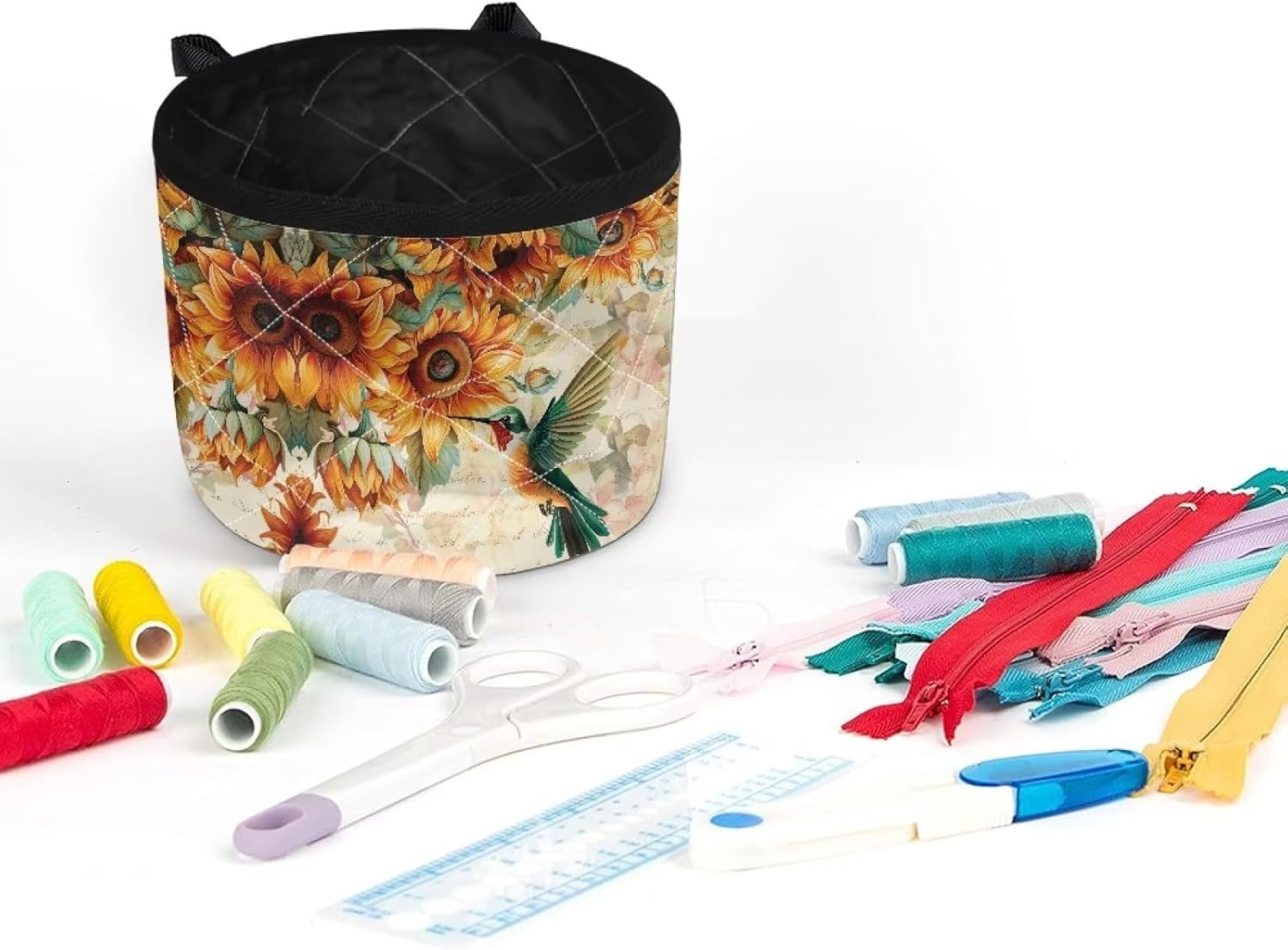 Kathyboom Tapetes para máquina de coser de girasol y colibrí para mesa con bolsillos, para máquinas de coser de Acción de Gracias, alfombrillas para