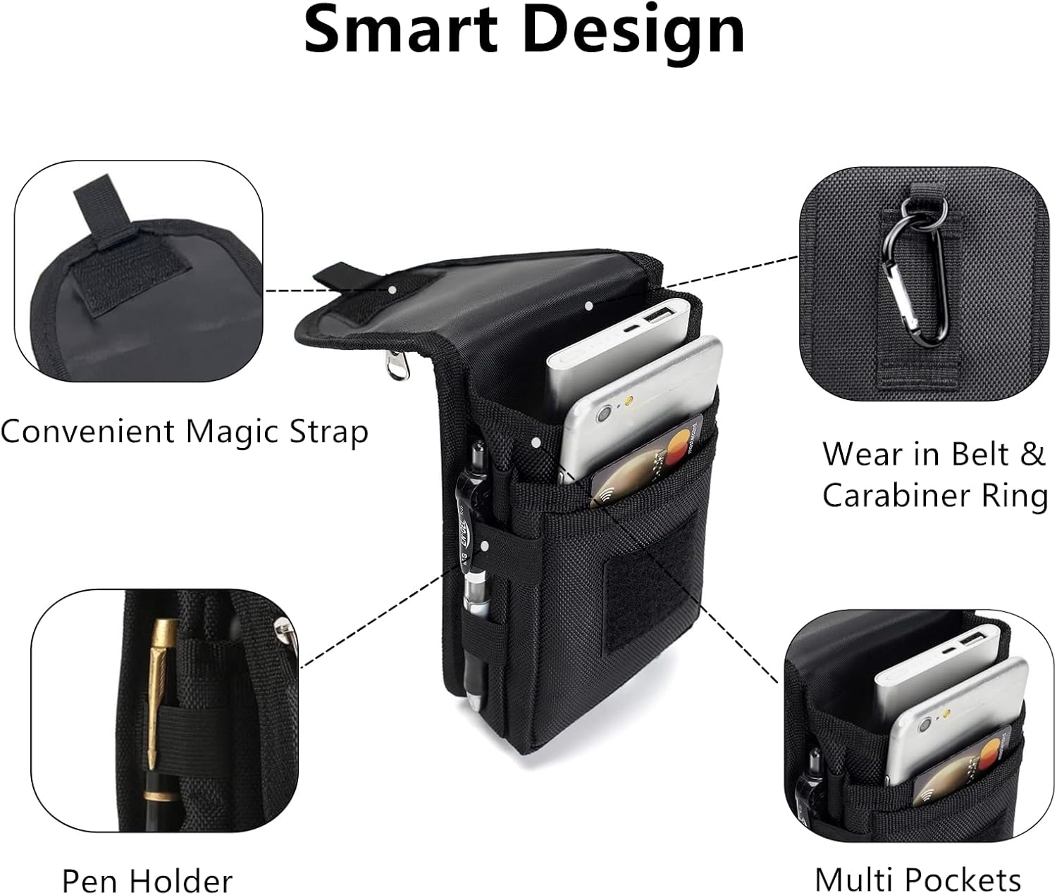 Funda doble para teléfono celular, bolsa táctica para teléfono, soporte multiusos para teléfono celular para hombres, bolsa grande para teléfono