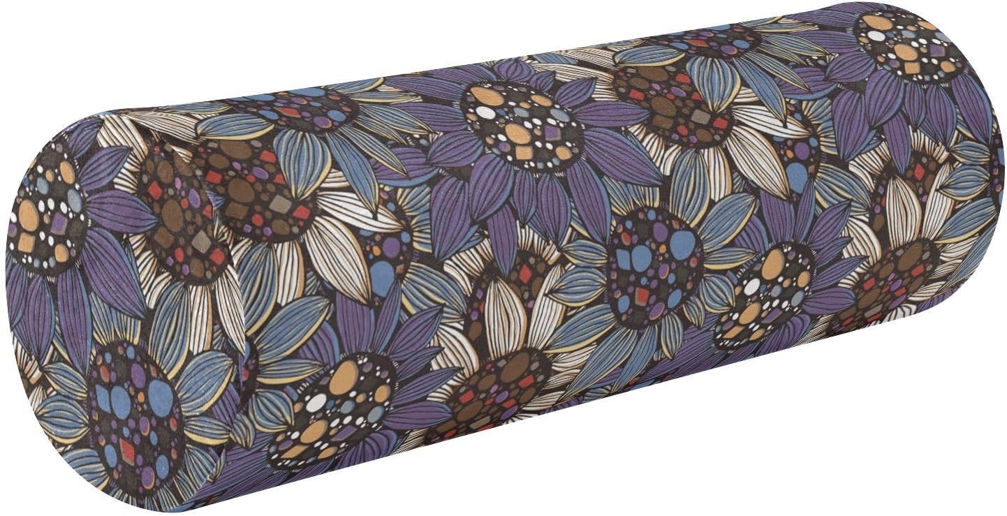 KLL Almohada larga terapéutica con diseño de girasoles, estilo bohemio, para sofá, redondas, cilíndrica, con cremallera