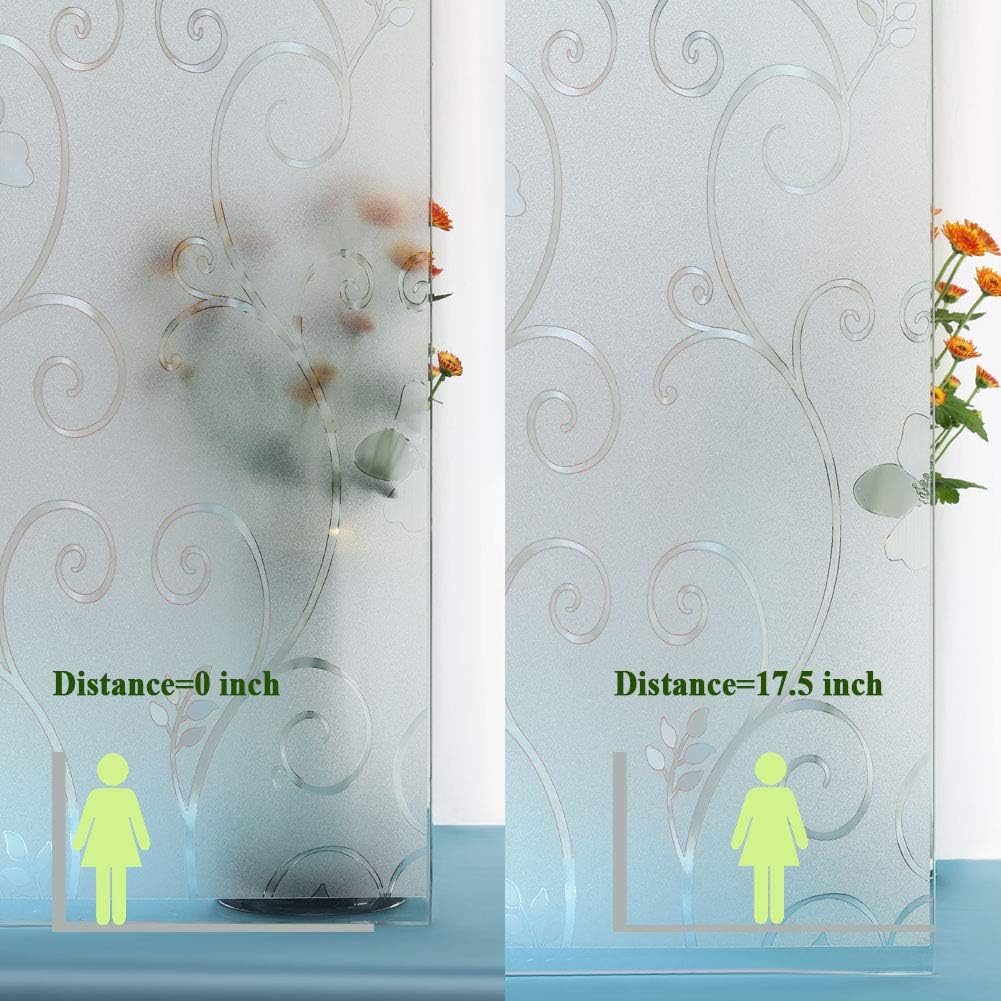 Película de privacidad de flores 3D para ventana, película decorativa para puerta de vidrio esmerilado, sin adhesivo, decoración de vidrieras,