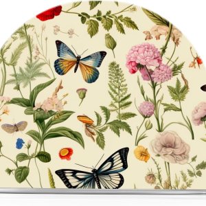 Servilletero de mesa de flores y mariposas, servilleteros acrílicos para baño, servilletero, soporte vertical para mesa y encimera de cocina Servilletero de mesa de flores y mariposas, servilleteros acrílicos para baño, servilletero, soporte vertical para mesa y encimera de cocina