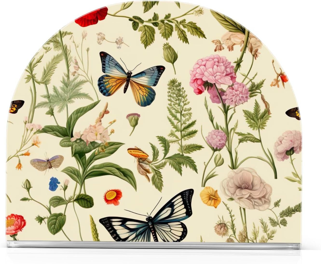 Servilletero de mesa de flores y mariposas, servilleteros acrílicos para baño, servilletero, soporte vertical para mesa y encimera de cocina