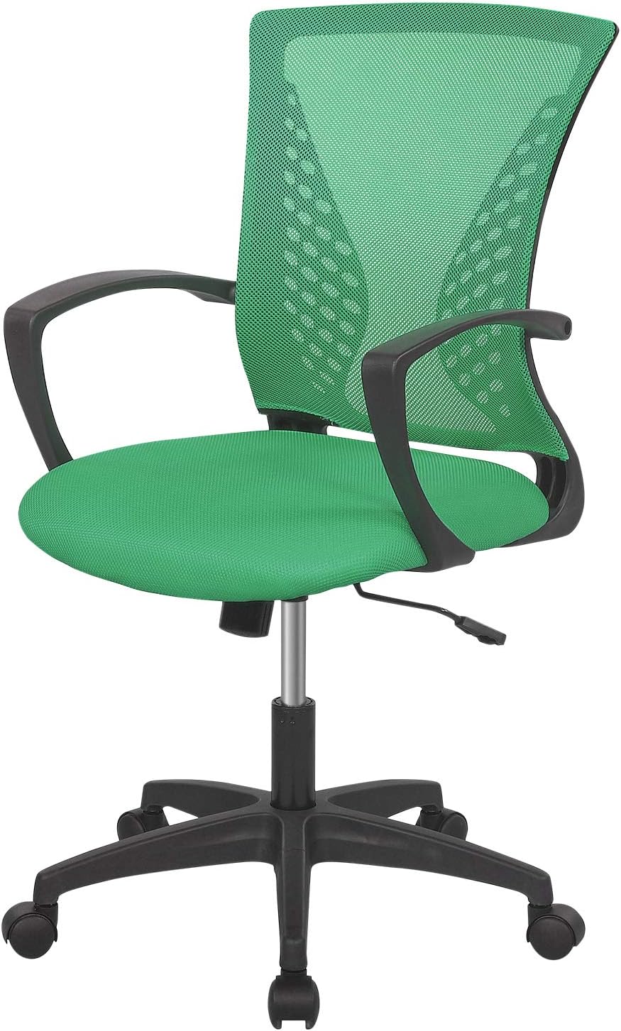 Silla de oficina en casa, respaldo medio, soporte lumbar giratorio de PC, ajustable, escritorio, computadora, ergonómica, cómoda, de malla, con