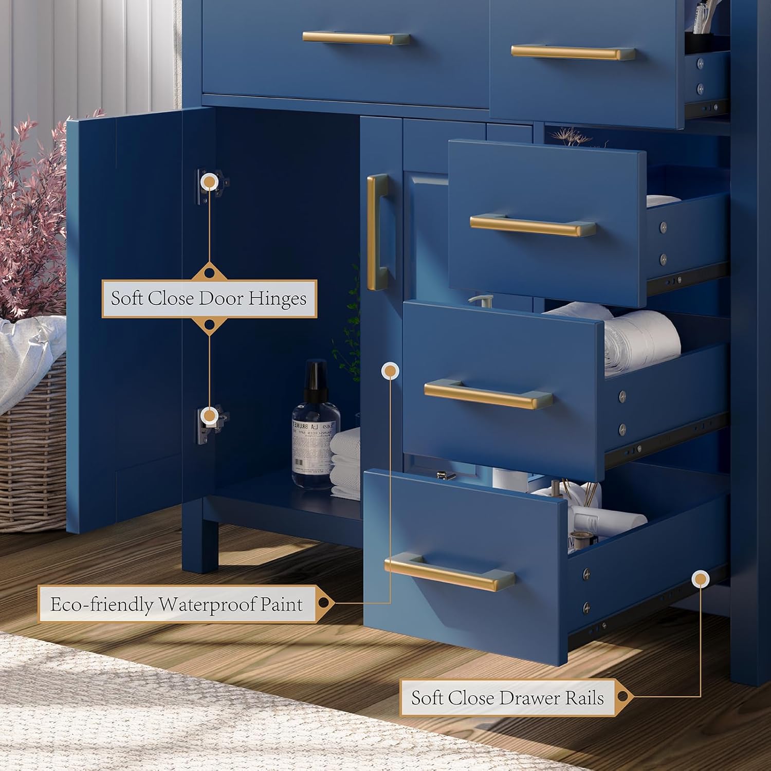 Combinación de tocador de baño de 36 pulgadas con lavabo, moderno juego de gabinete de baño individual pequeño, incluye encimera de 37 pulgadas y