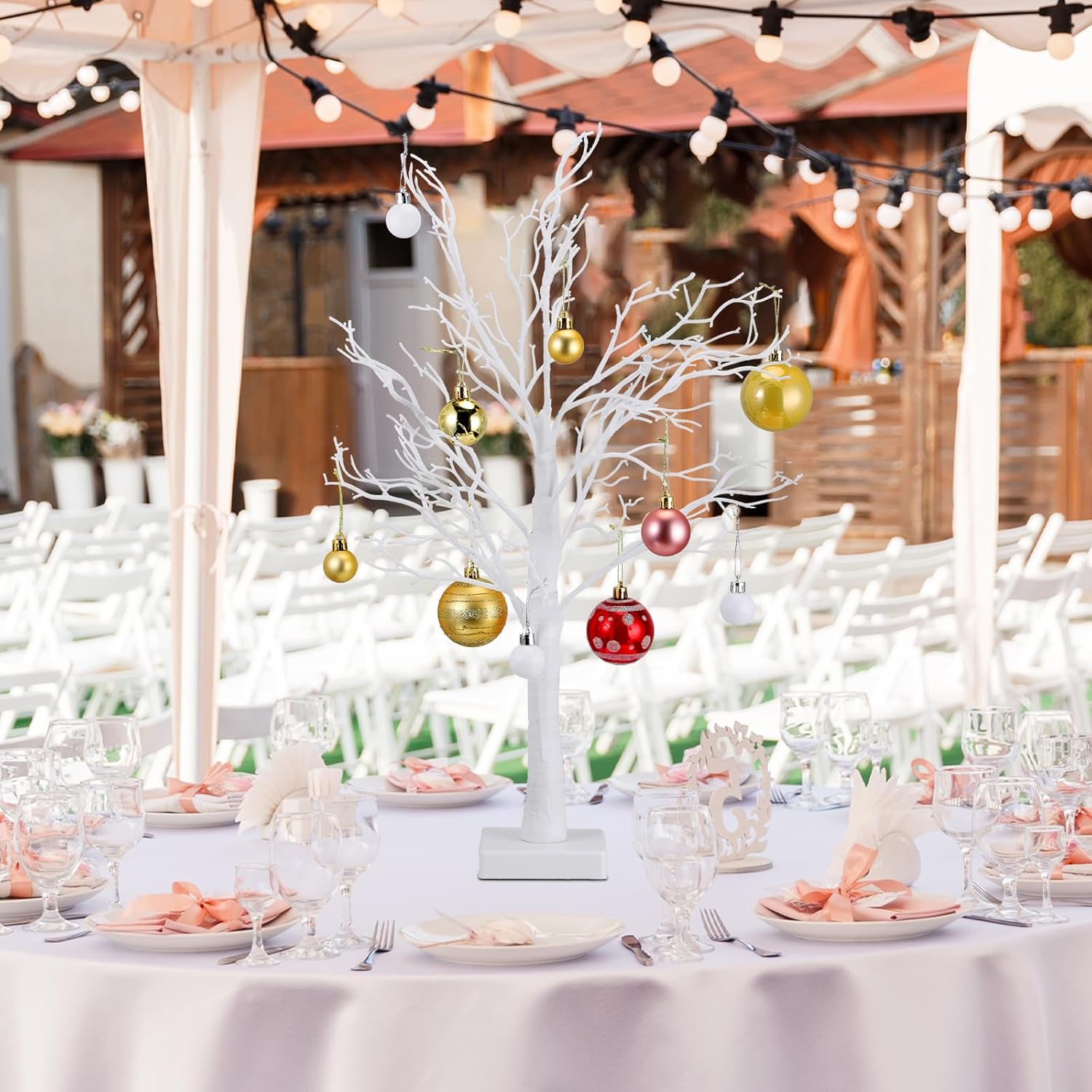 10 centros de mesa de árbol artificial de 24 pulgadas de alto, adorno de Pascua, árbol de plástico para mesa de boda, centros de mesa de país de las
