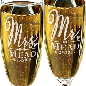 Copas de champán de boda personalizadas para señor y señora, regalos de boda personalizados con apellido y fecha, regalos de boda para novia y Copas de champán de boda personalizadas para señor y señora, regalos de boda personalizados con apellido y fecha, regalos de boda para novia y