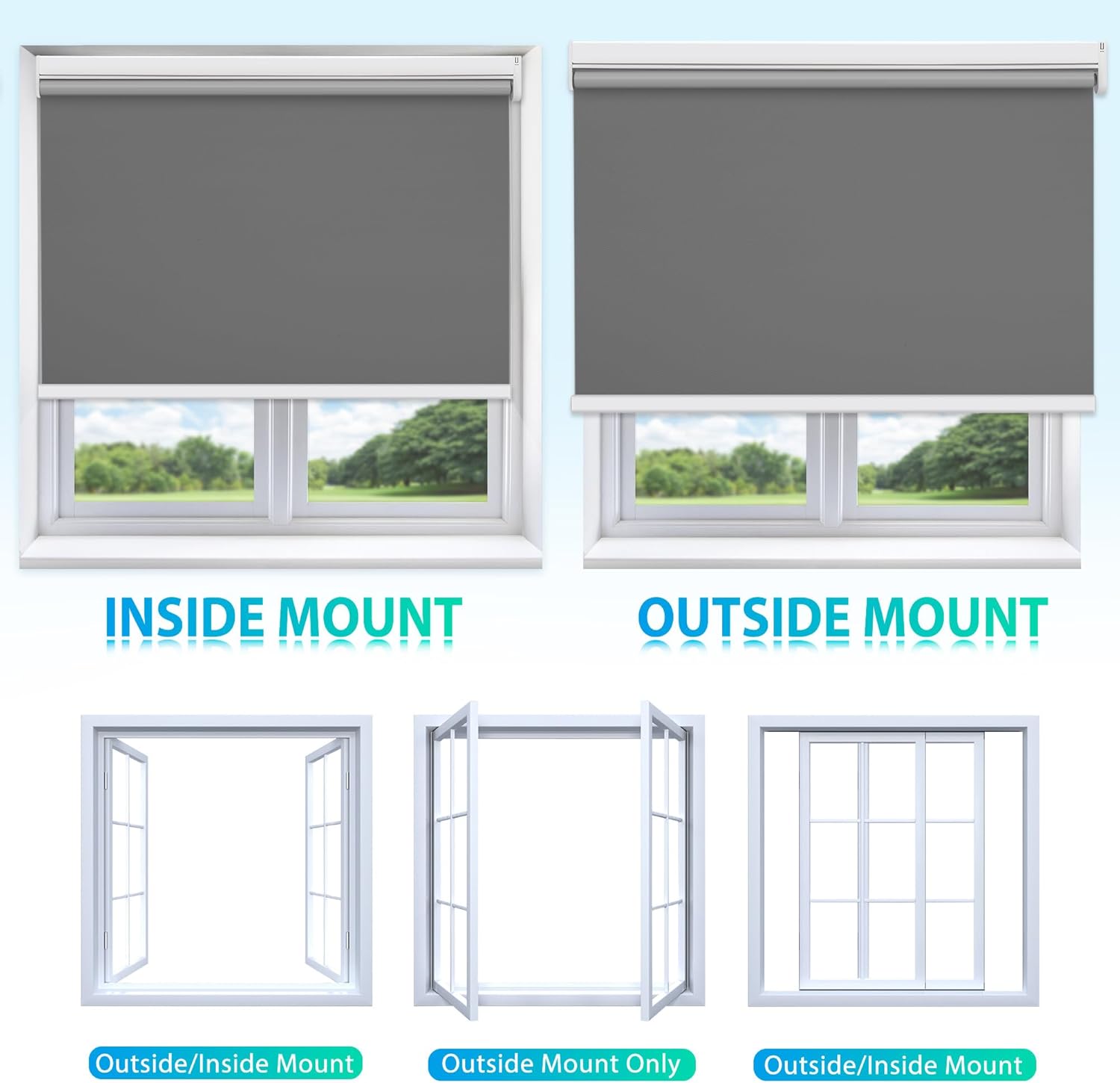 Allesin Persianas enrollables motorizadas con control remoto para ventanas, persiana enrollable inteligente, eléctrica a pilas (gris oscuro, 39