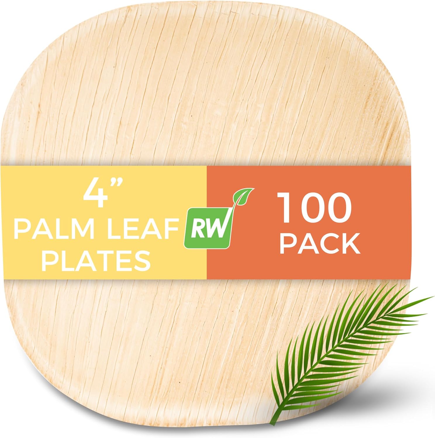 Restaurantware Plato cuadrado de hoja de palma Indo ecológico de 4 pulgadas perfecto para fiestas y eventos de catering – Color natural – Platos