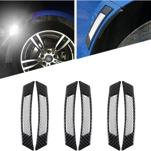 6 calcomanías reflectantes para ruedas de automóvil, fibra de carbono, antiarañazos, decoración nocturna antiarañazos, tiras reflectantes de 6 calcomanías reflectantes para ruedas de automóvil, fibra de carbono, antiarañazos, decoración nocturna antiarañazos, tiras reflectantes de