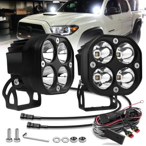Kit de luces antiniebla auxiliares LED de 40 W con interruptor, arnés de cable, haz de inundación, impermeable, para Jeep, camioneta, SUV, Kit de luces antiniebla auxiliares LED de 40 W con interruptor, arnés de cable, haz de inundación, impermeable, para Jeep, camioneta, SUV,