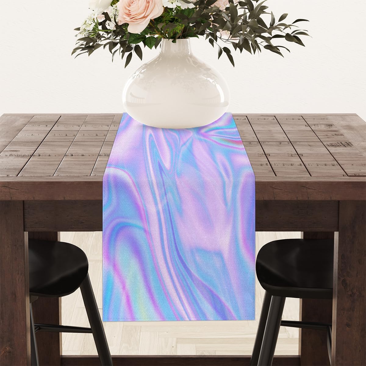 Camino de mesa abstracto con diseño de galaxia a rayas de mármol, mantel de lino rústico para cocina de granja, cena, eventos, fiesta, decoración de