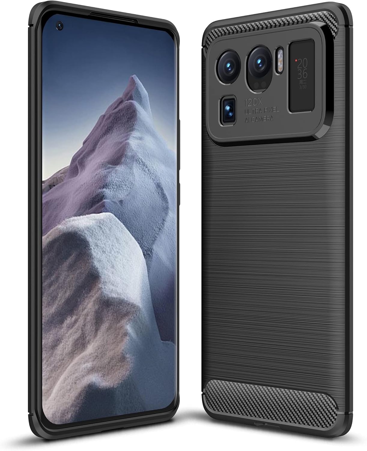 Funda compatible con Xiaomi Mi 11 Ultra, cubierta de diseño de textura de fibra de carbono, funda de absorción de impactos diseñada para Xiaomi Mi