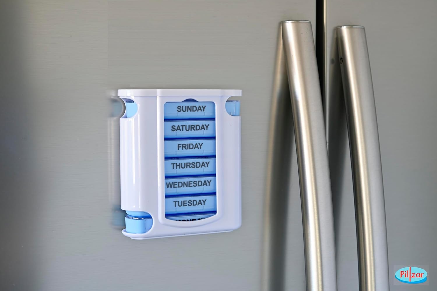 Pastillero organizador de 7 días, estuche rígido con imán integrado, 7 bandejas apilables, perfecto para viajes y uso doméstico.