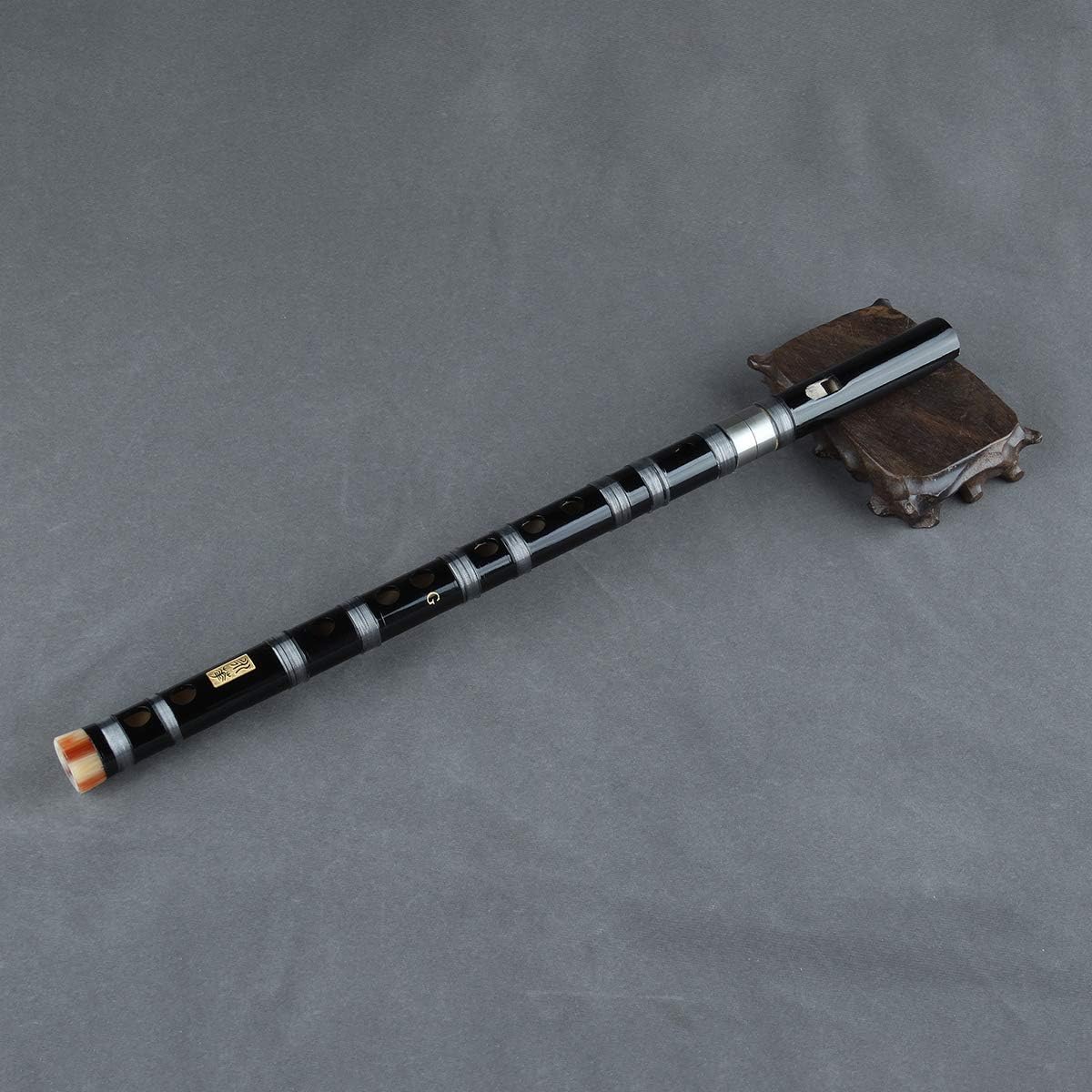 Flauta vertical de clarinete de bambú con línea transparente, instrumento musical hecho a mano chino (tecla -C negra)