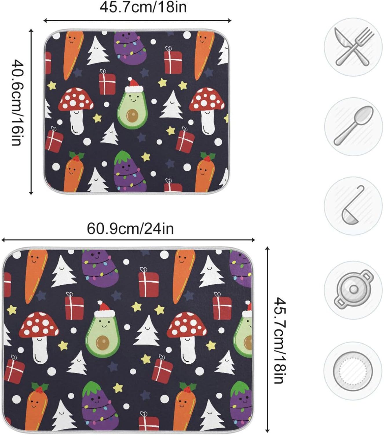 Christmas Images Dish Drying Mat Washnable Absorbent Dish Drying Pad For Kitchen Counter Drying Matt Tapete Para Cocina 16” x 18”